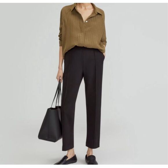 Everlane Womens Black Pintuck Seam Stretch The Dream Tapered Ankle Pant Size XS - Picture 12 of 12